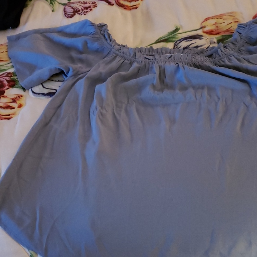 Blue on or off shoulder top